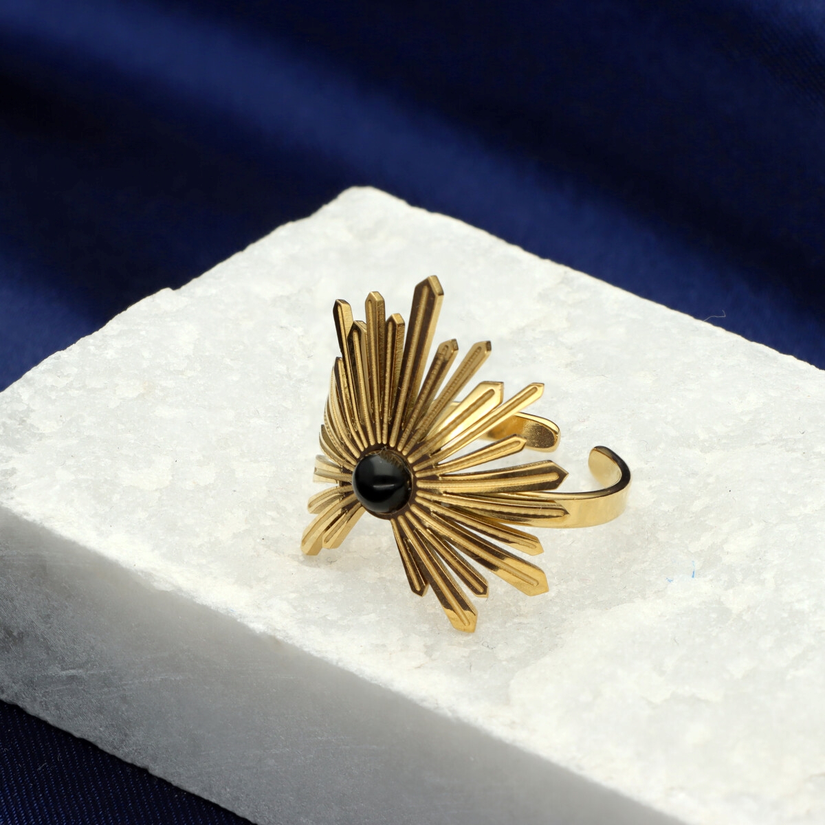 Pozlacený prsten z nerezové oceli R98543z