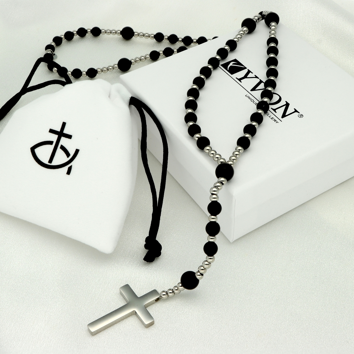   Růženec z nerezové oceli a přírodních kamenů ROZ246