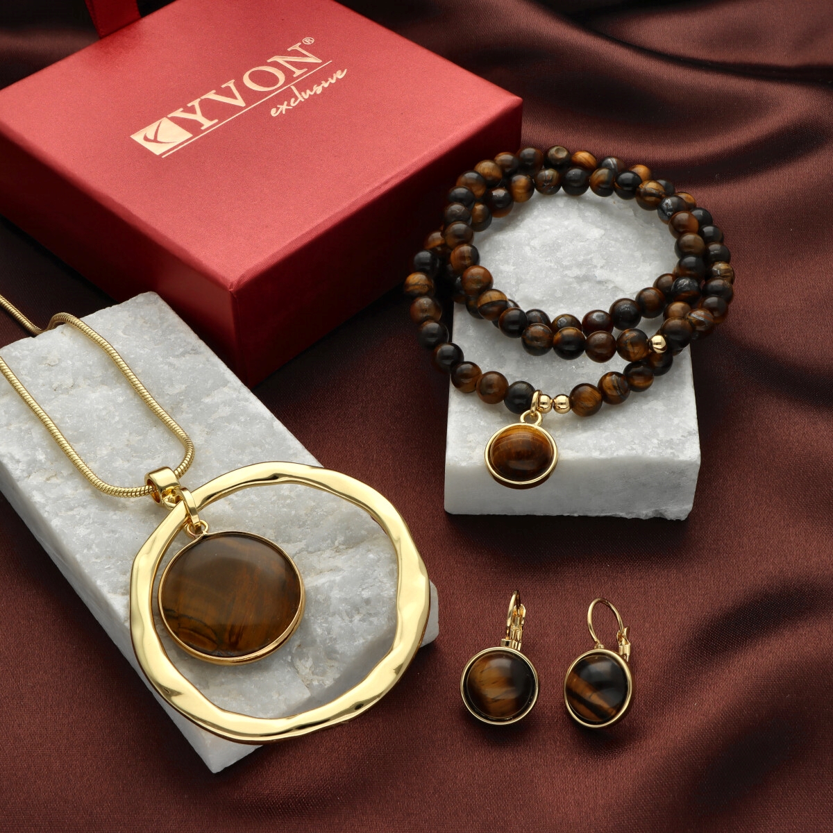 Náušnice s tygřím okem E97509