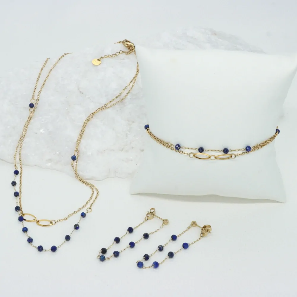 Ocelové náušnice s lapisem E98712