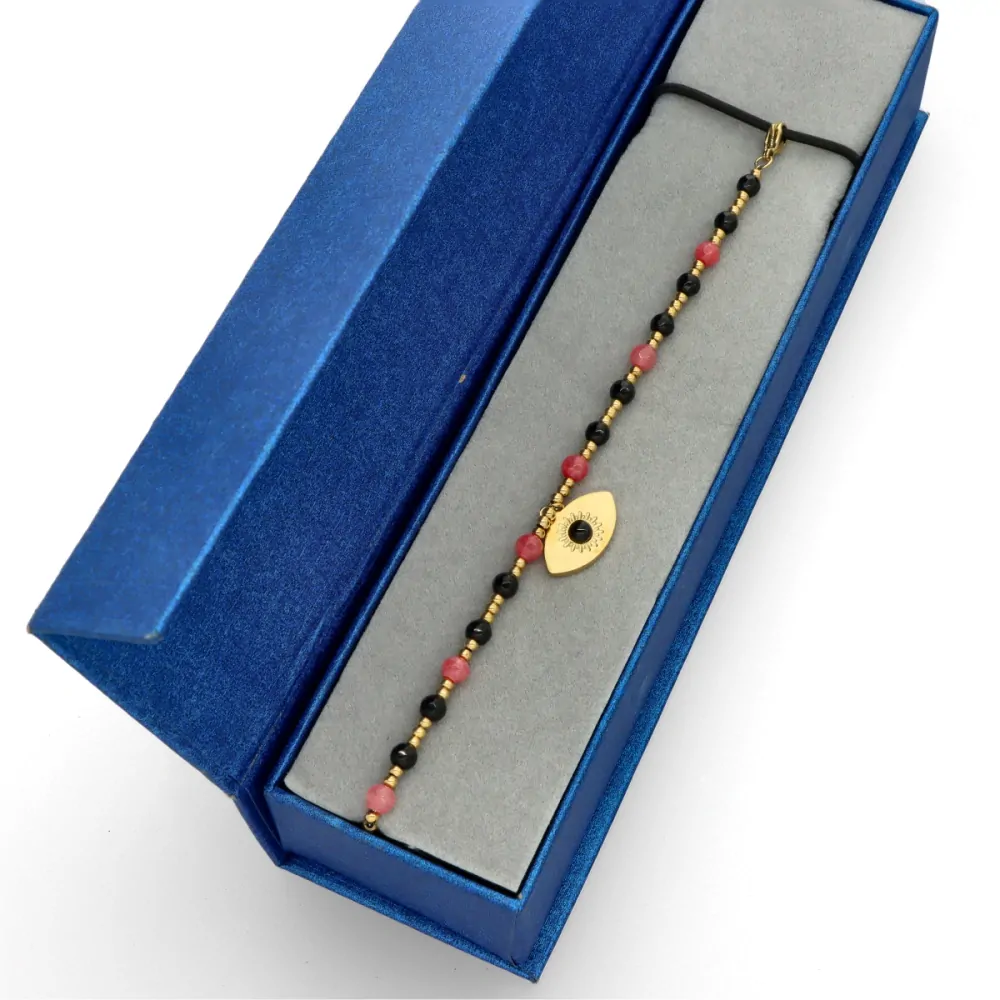 Ocelový náramek s acháty B99522a