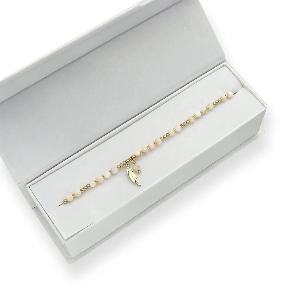 Ocelový náramek s přírodní mušlí B98714