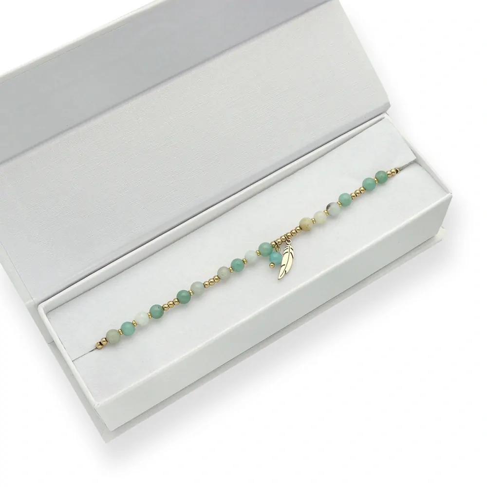 Ocelový náramek s amazonity B98715