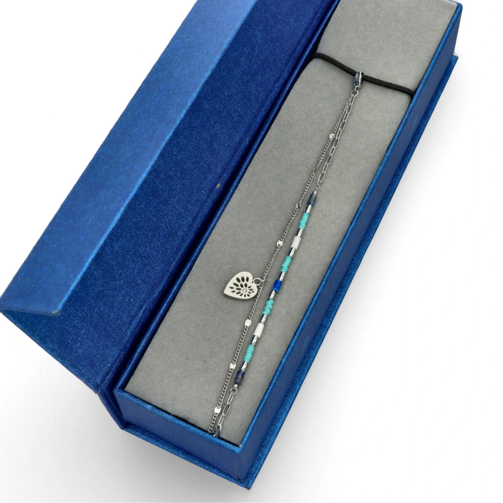 Ocelový náramek s lapisem lazuli B99523a