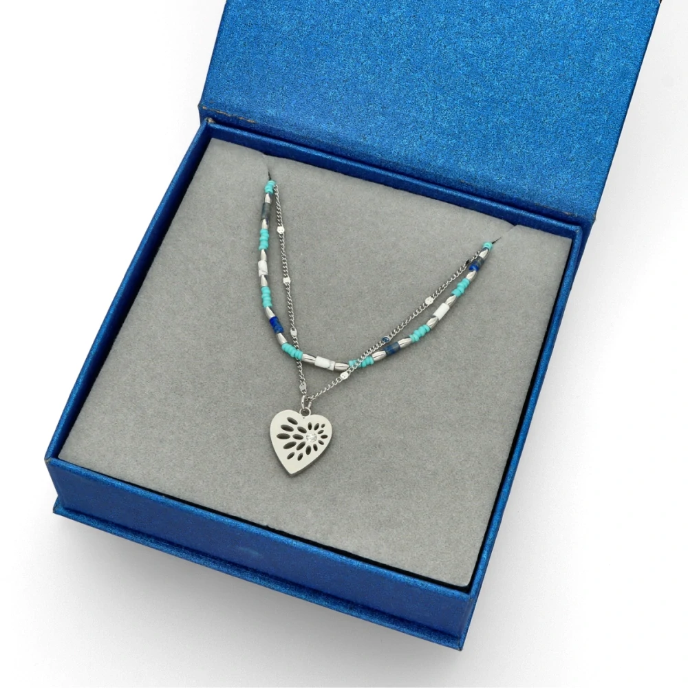 Ocelový náhrdelník s lapisem lazuli N99523a